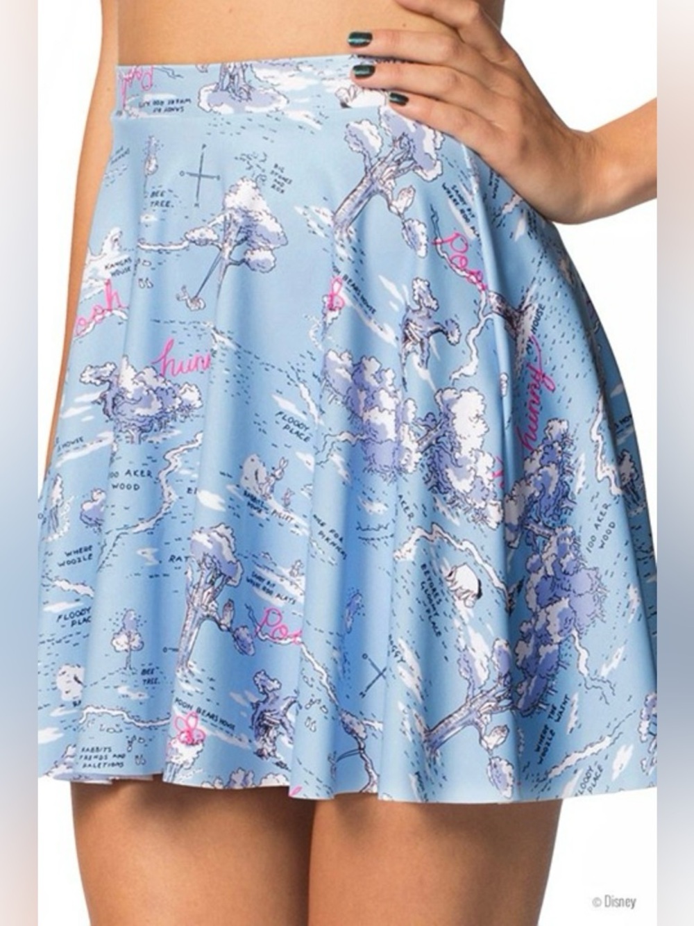 Blackmilk Disney Pooh light Blue 100 acre woods Scenic Skater Skirt
